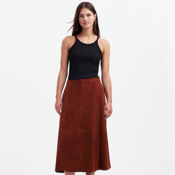 Madewell Suede Seamed Midi Skirt “Soldout!” - Picture 4 of 14